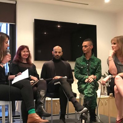 Discussing art and identity with international guests Israel Aloni, Aziz D'Orange and Zachary Druckman at Festival of Jewish Art and Music, 2019